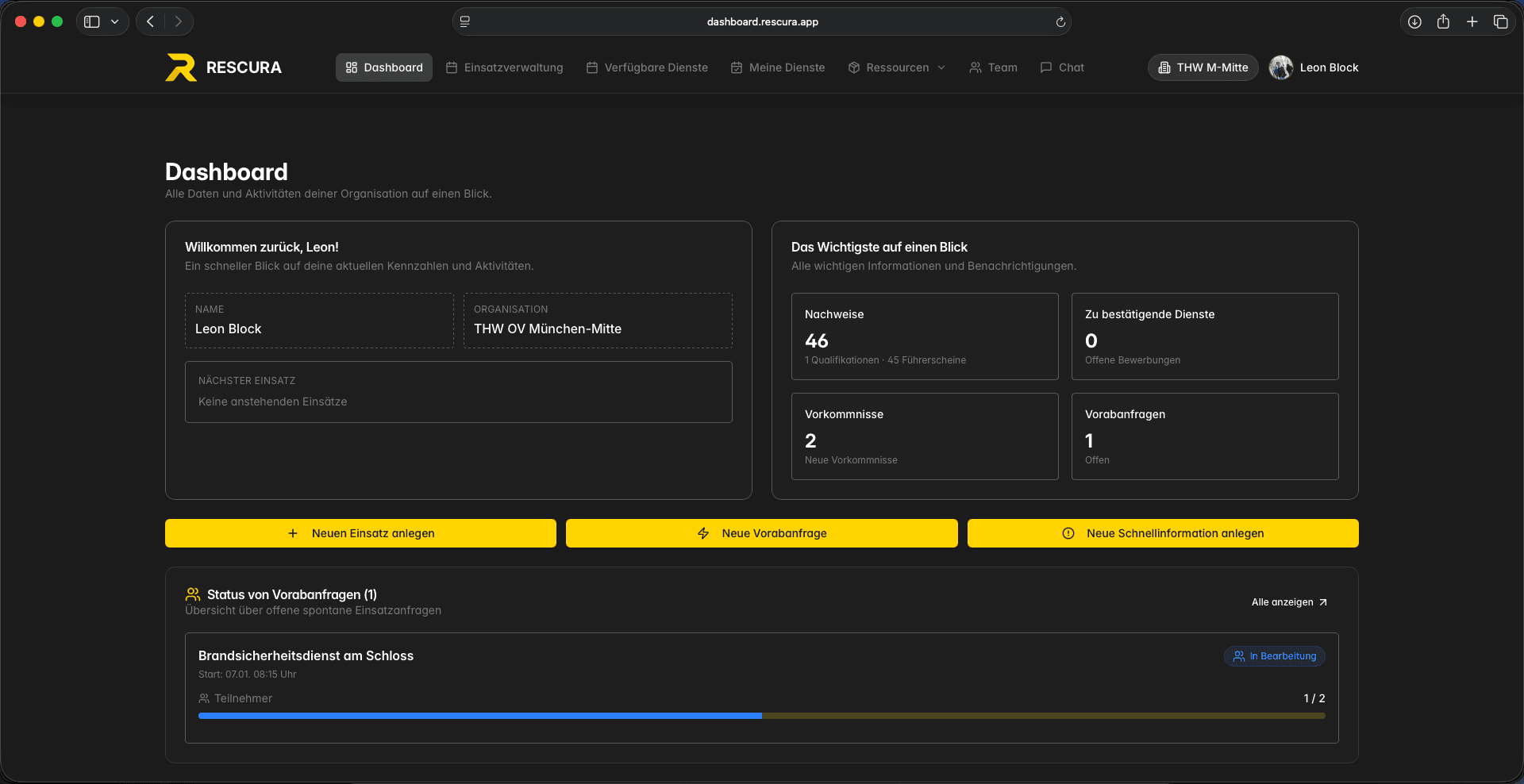 RESCURA Web-Dashboard
