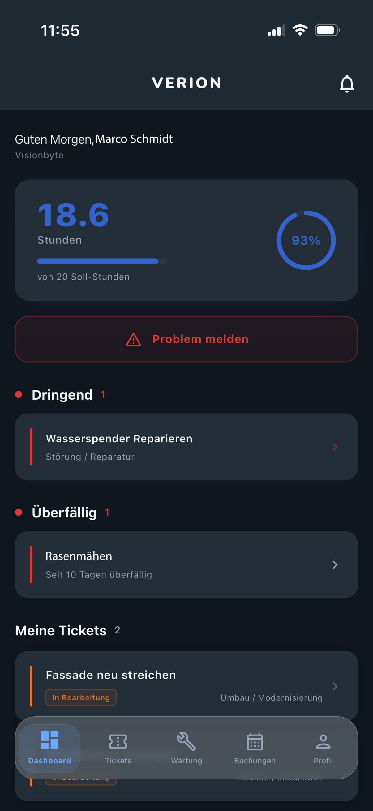 VERION App – Dashboard